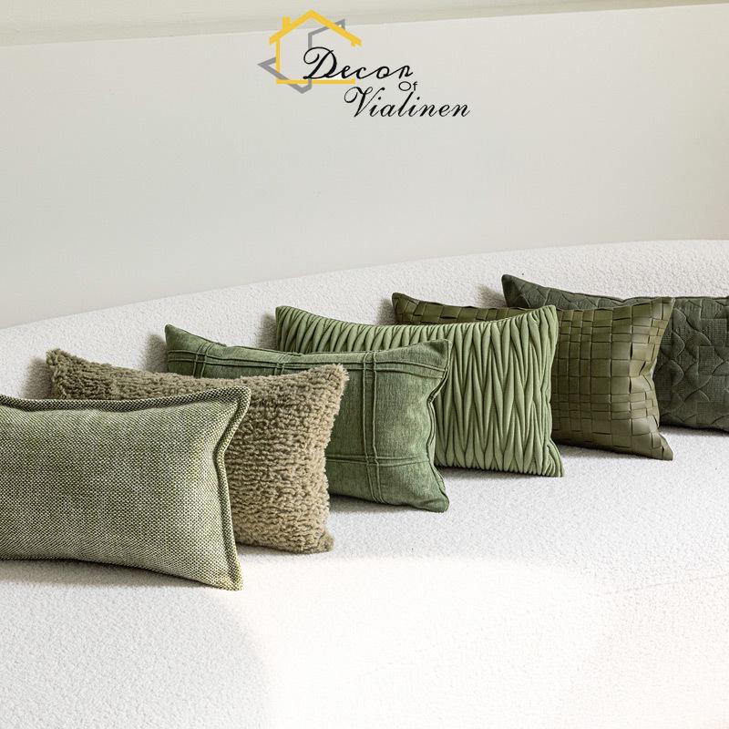Pillow Cover 20X20 - Green waist pillow, minimalist Nordic style