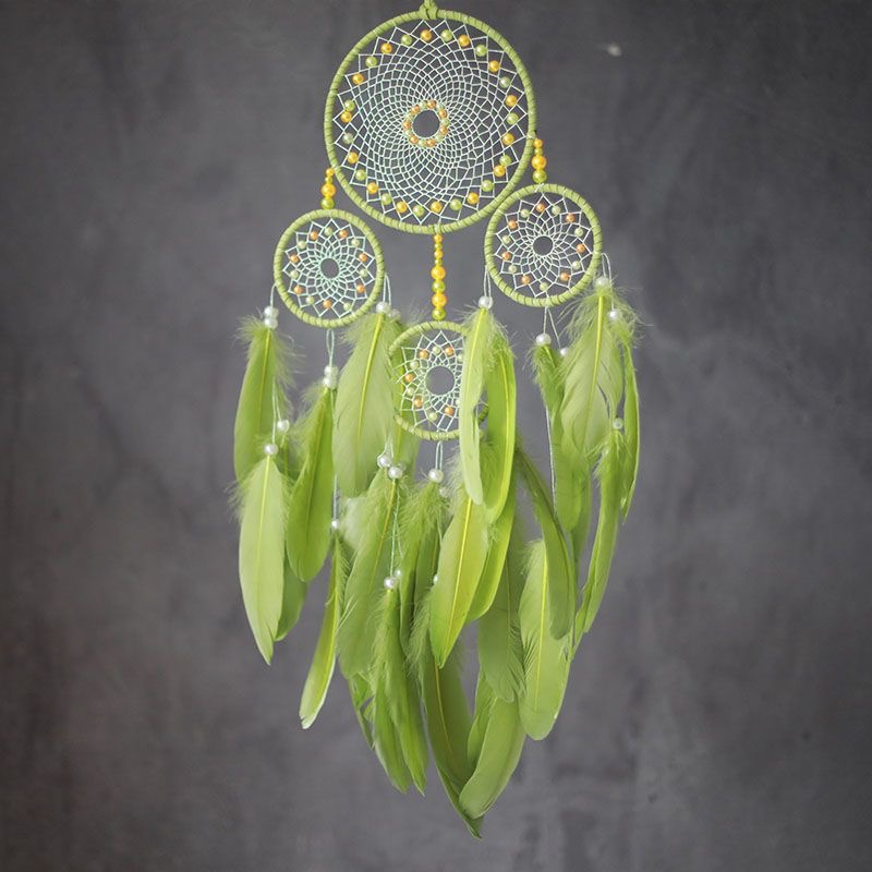 Home Textiles And Decor - Multi‑ring Handmade Dreamcatcher Colorful Feather Beaded