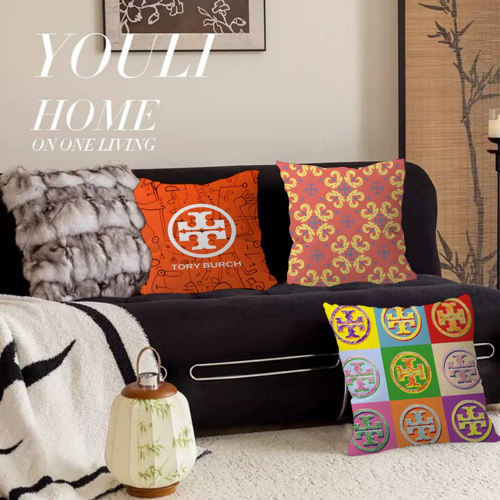Luxury Home Textiles Usa - Luxury Brand T-Tory B-Burch Logo Cushion