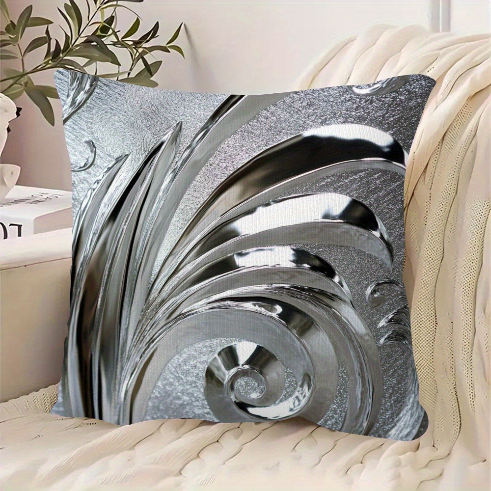 Pillow Cover 20X20 - Double Sided Silver Art Deco Cushion
