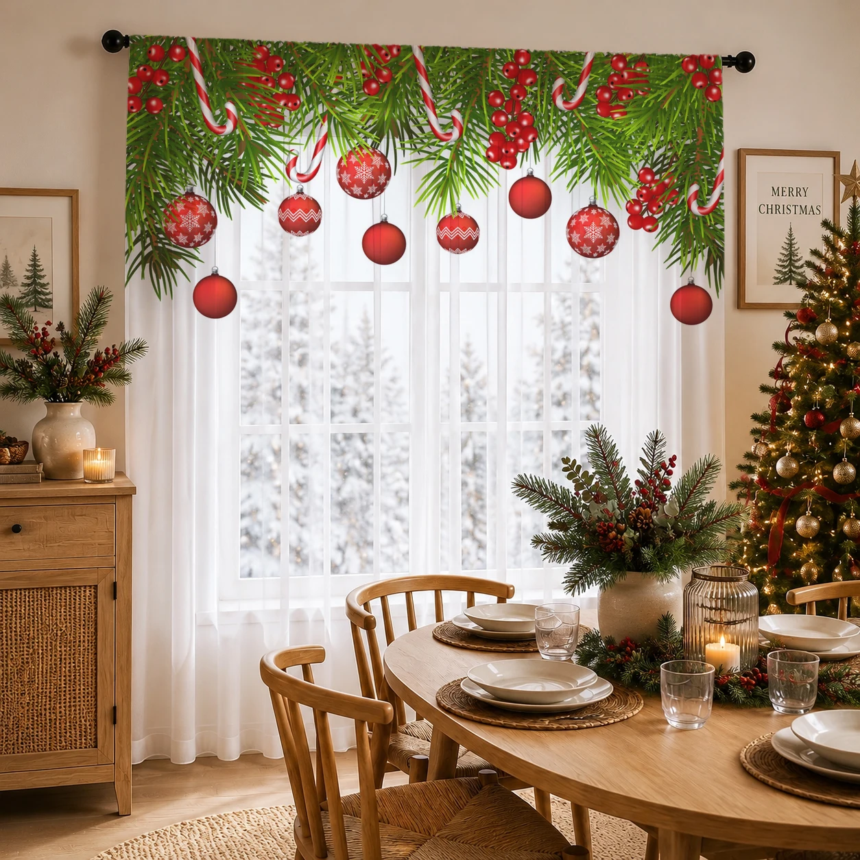 Curtain Sheer Voile - Christmas Gradient Sheer Curtain, Good Quality