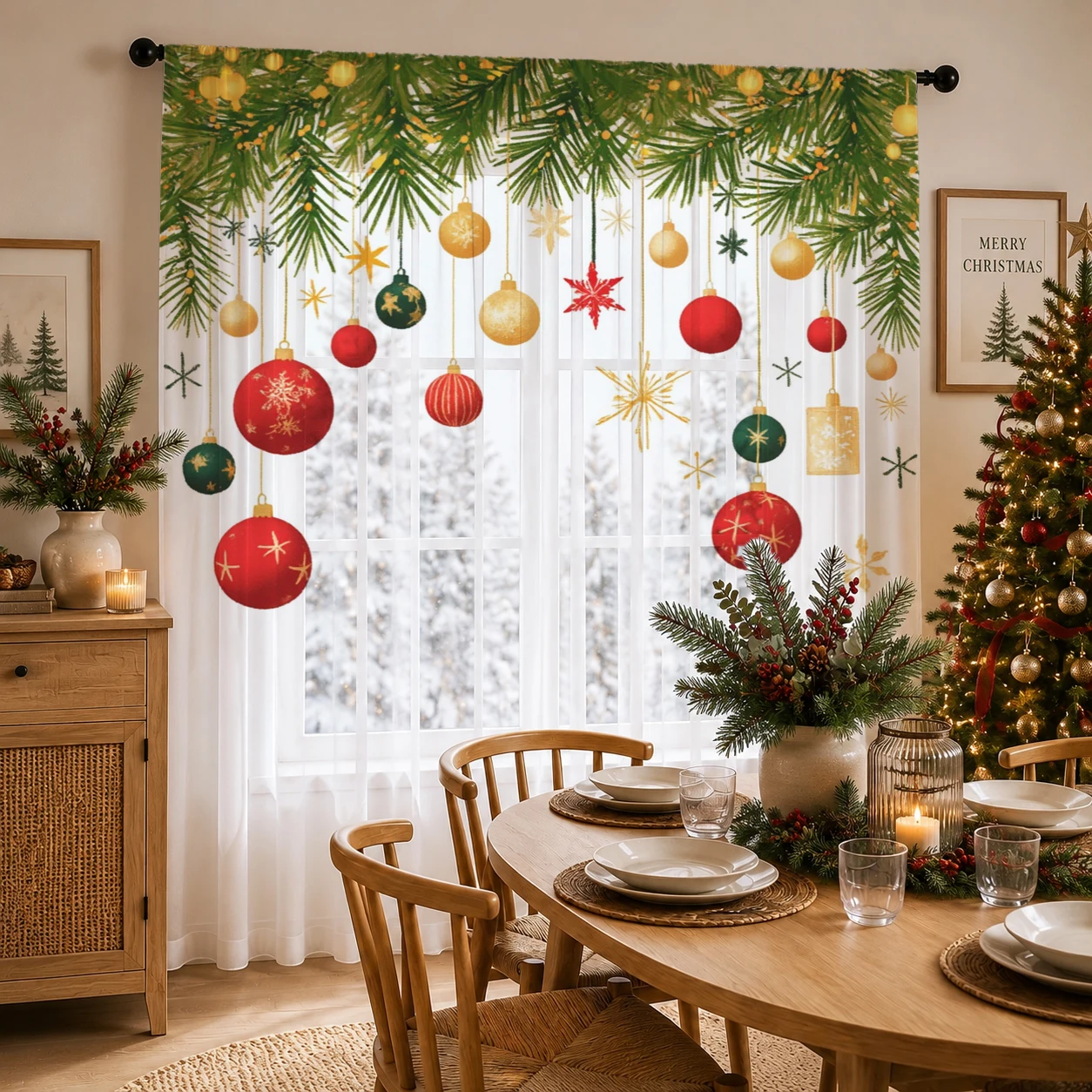 Curtain Sheer Voile - Christmas Gradient Sheer Curtain, Good Quality