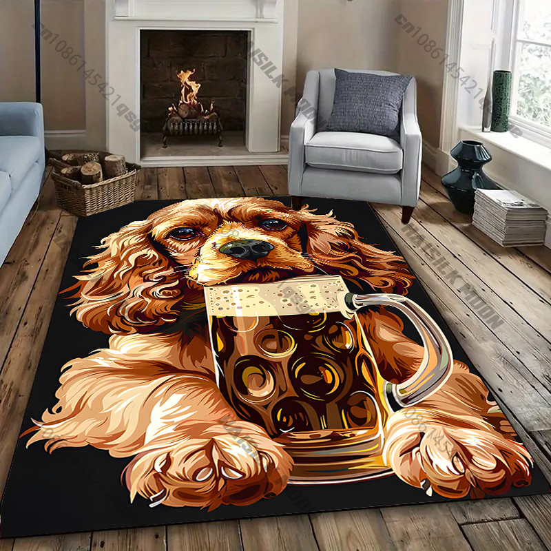Luxury Home Textiles Usa - Dog-Themed Decorative Carpet Design living room