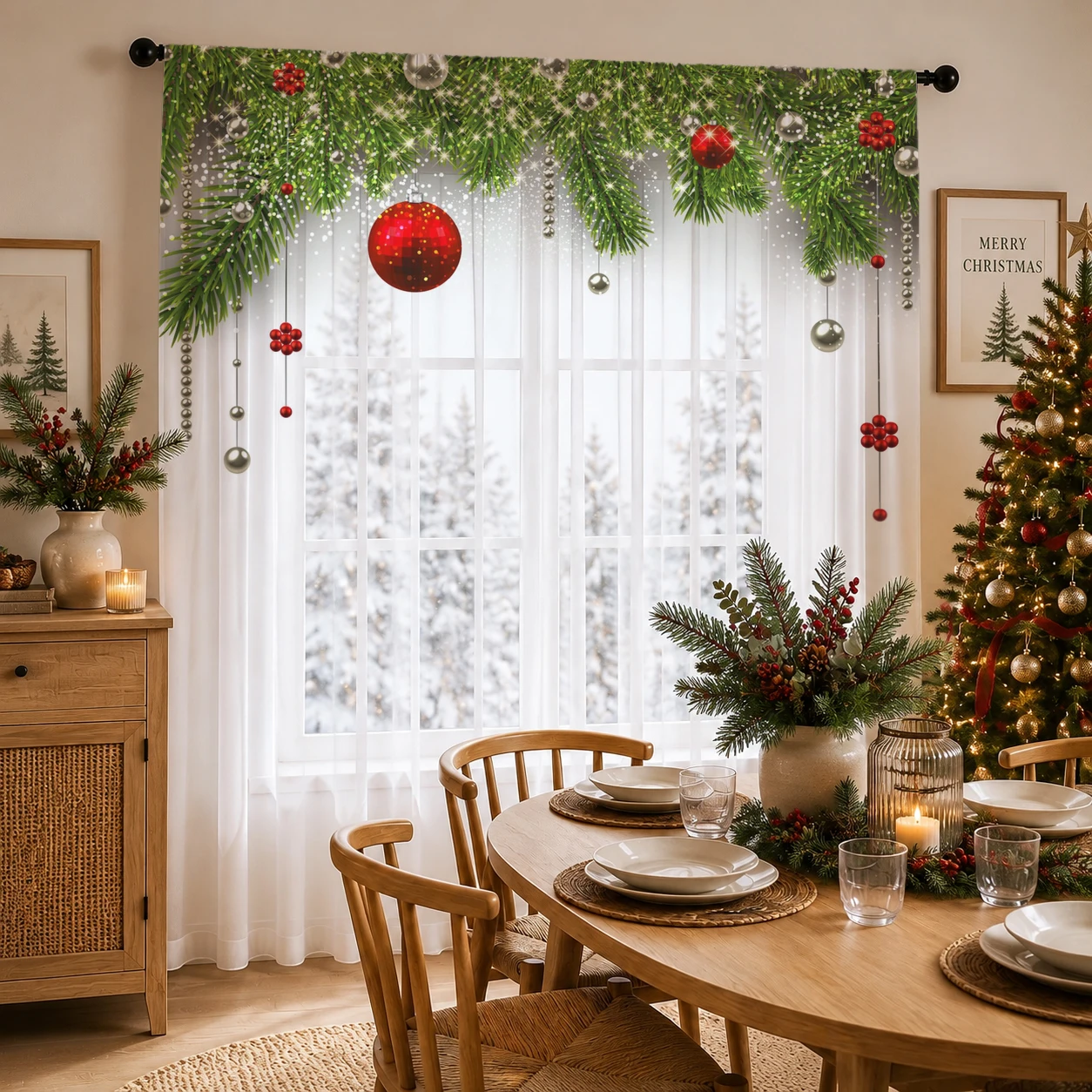 Christmas Gradient Sheer Curta - Curtain Sheer Voile review and price