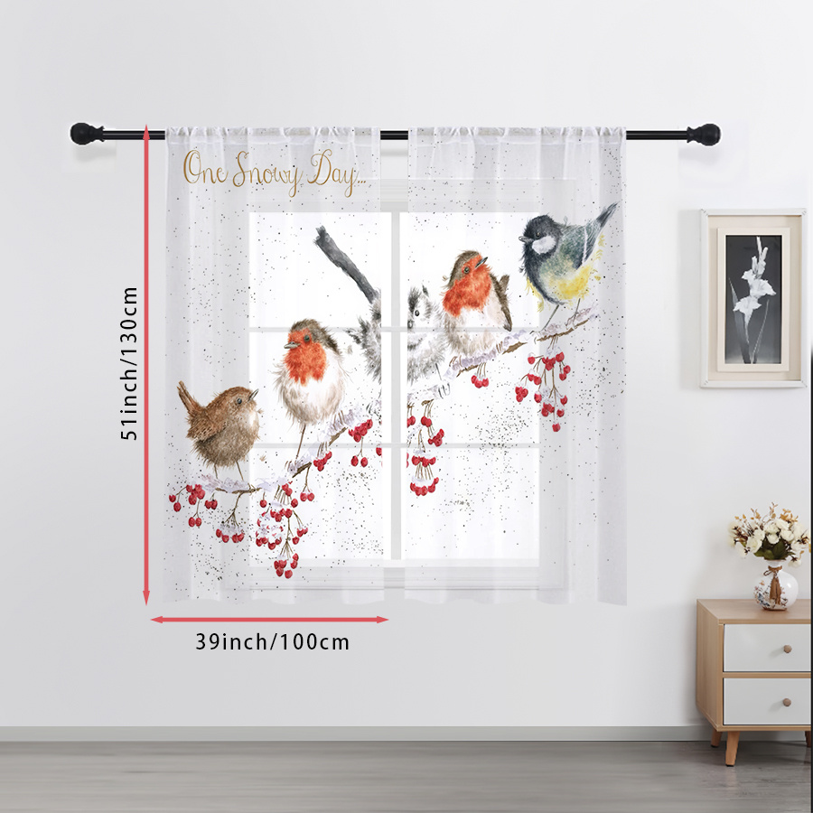 2PCS Sheer Curtains Winter Bir - Curtain Sheer Voile review and price