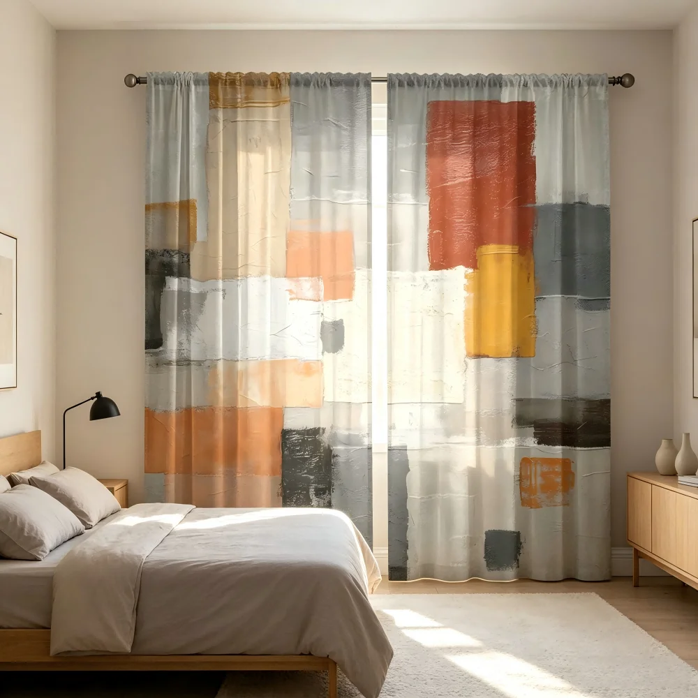 2PCS Digital Print Sheer Curta - Curtain Sheer Voile review and price