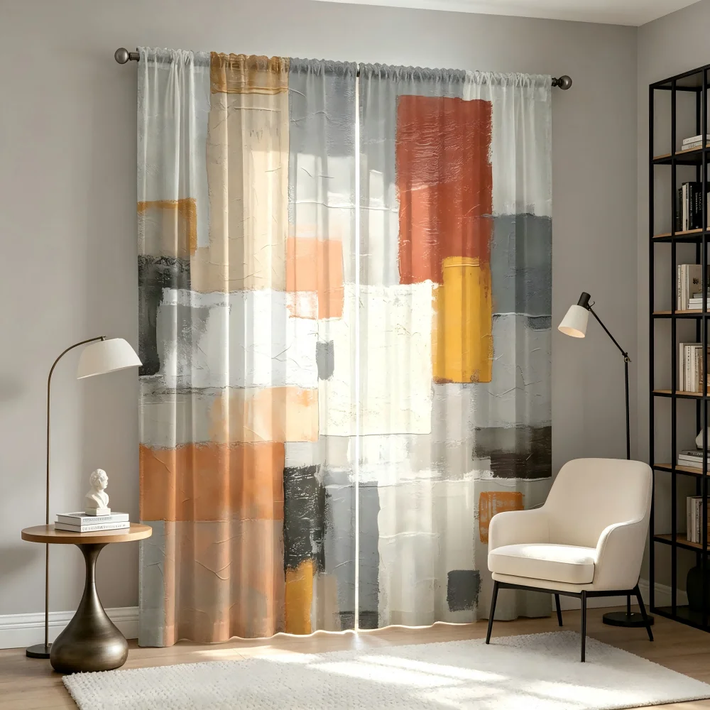 2PCS Digital Print Sheer Curta - Curtain Sheer Voile review and price