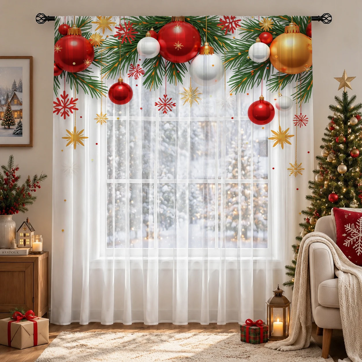 Christmas Day Gradient Sheer C - Curtain Sheer Voile review and price