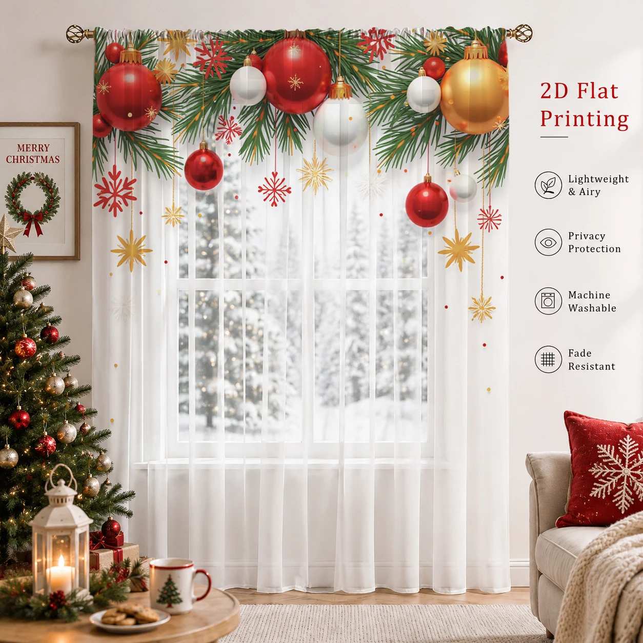 Christmas Day Gradient Sheer C - Curtain Sheer Voile review and price