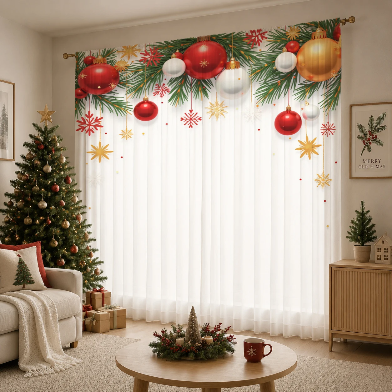 Christmas Day Gradient Sheer C - Curtain Sheer Voile review and price