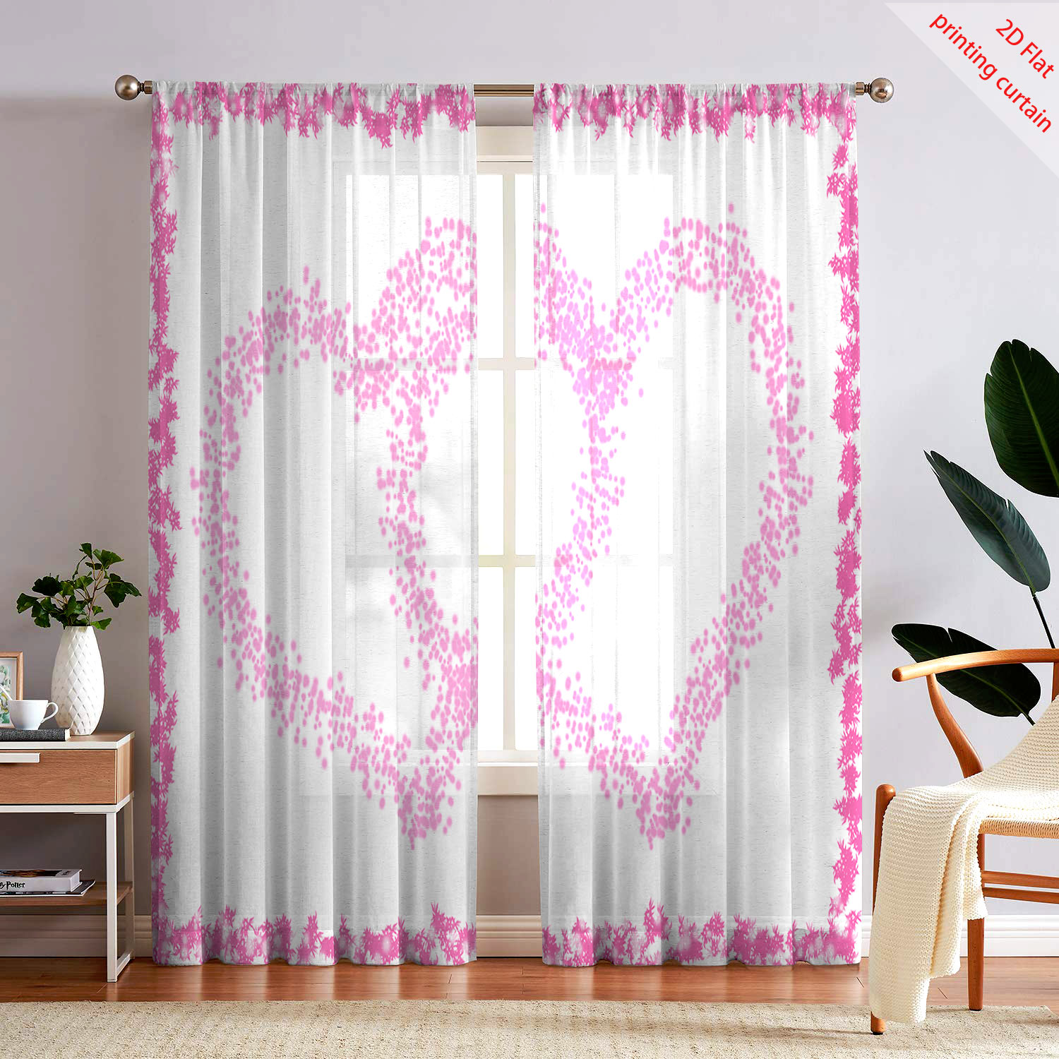 Heart Shaped Printed Transpare - Curtain Sheer Voile review and price