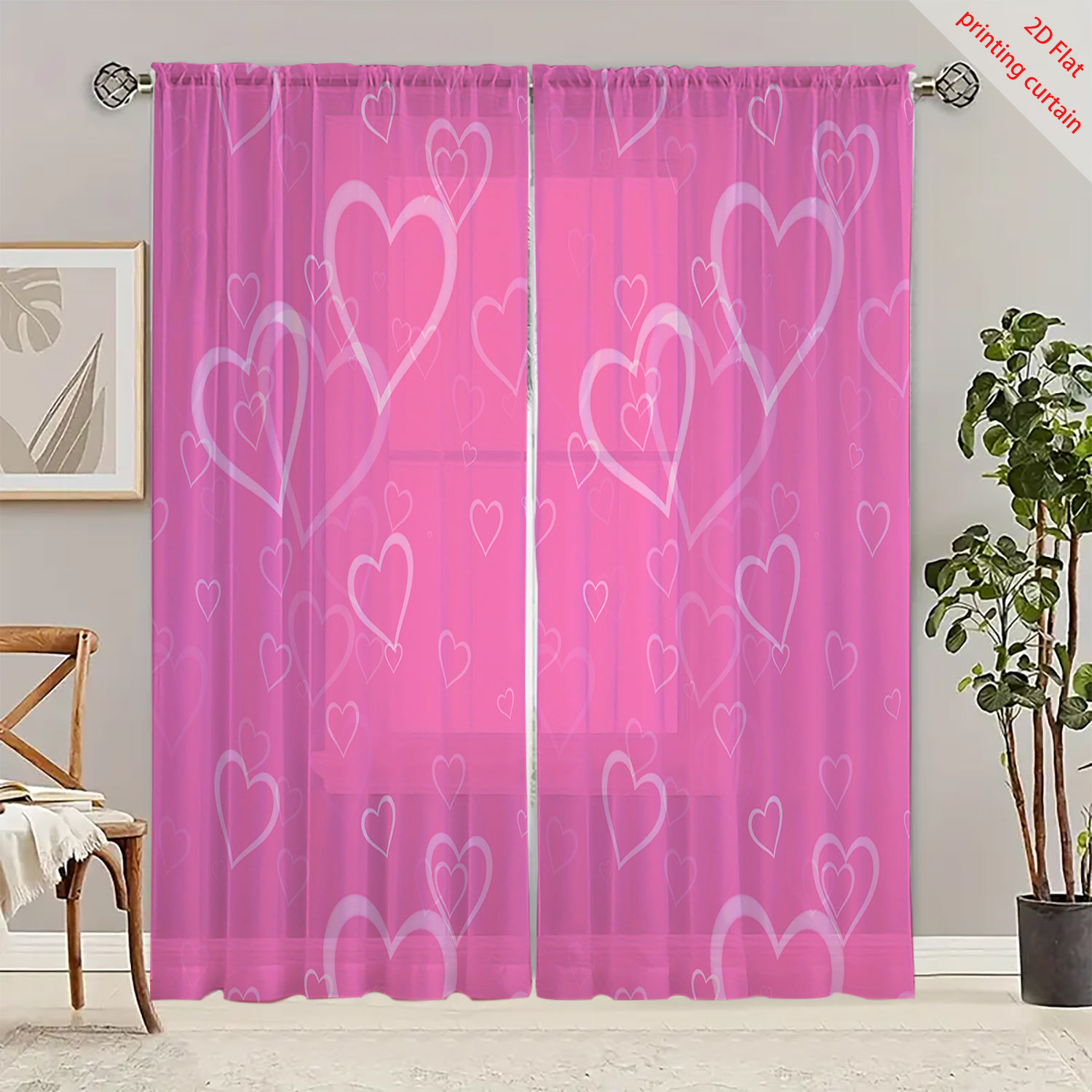 Heart Shaped Printed Transpare - Curtain Sheer Voile review and price