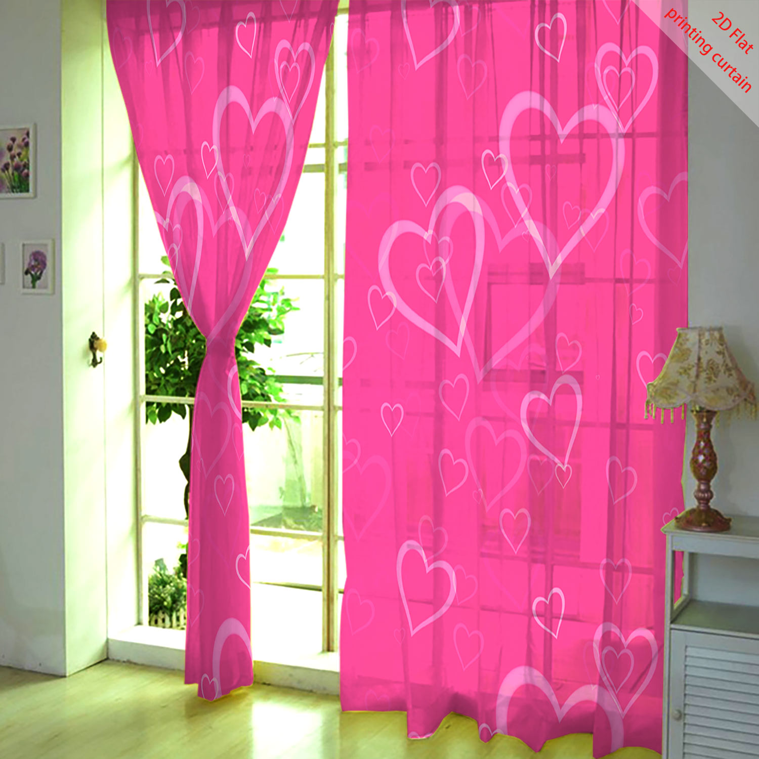 Heart Shaped Printed Transpare - Curtain Sheer Voile review and price