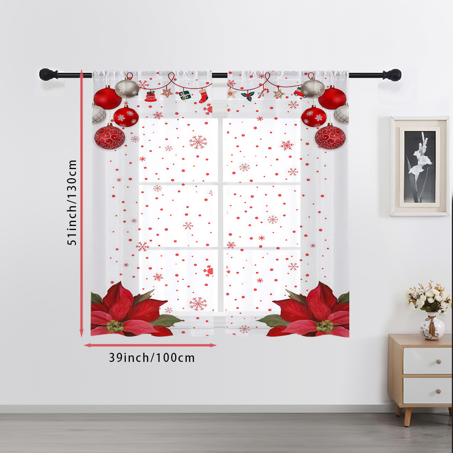 2PCS Sheer Curtains Christmas  - Curtain Sheer Voile review and price