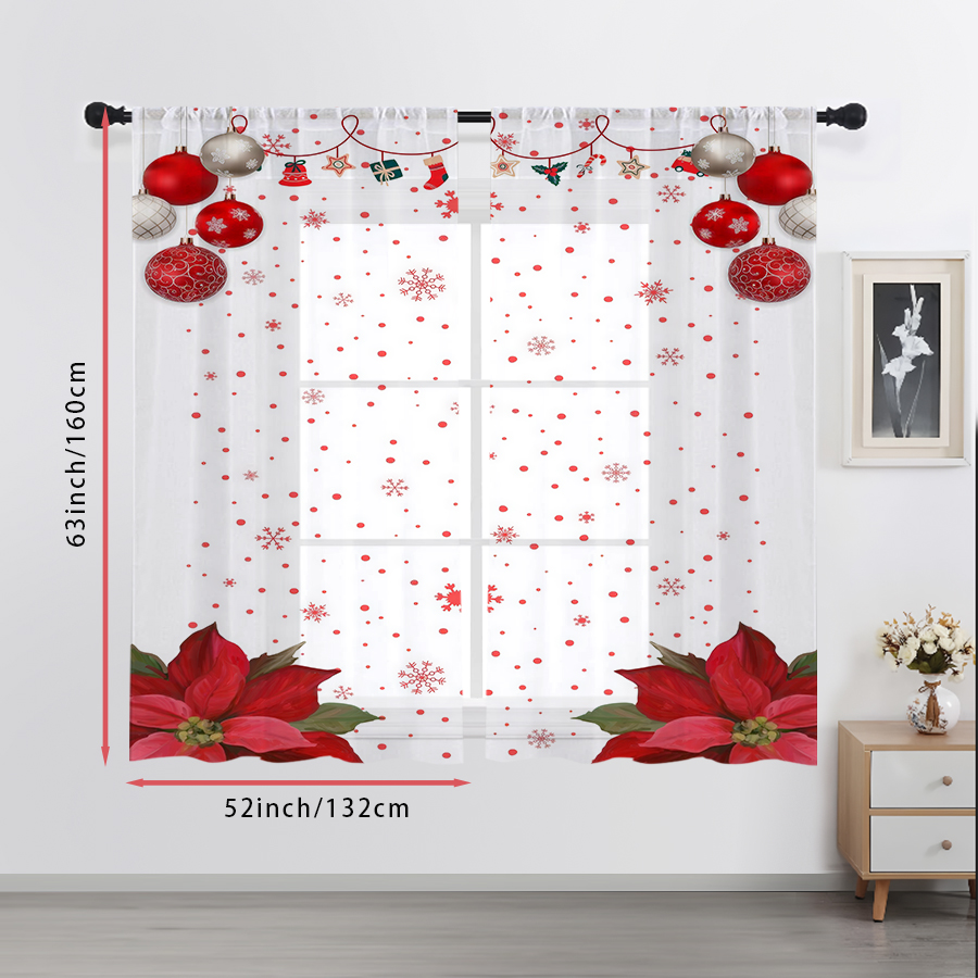 2PCS Sheer Curtains Christmas  - Curtain Sheer Voile review and price