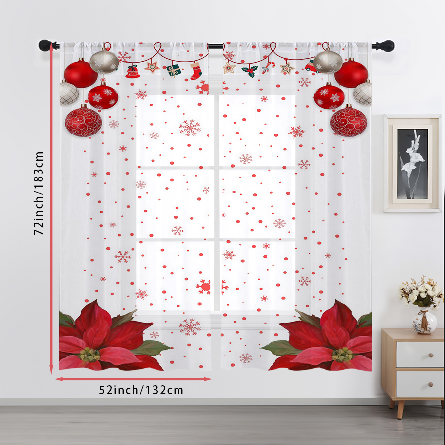 2PCS Sheer Curtains Christmas  - Curtain Sheer Voile review and price
