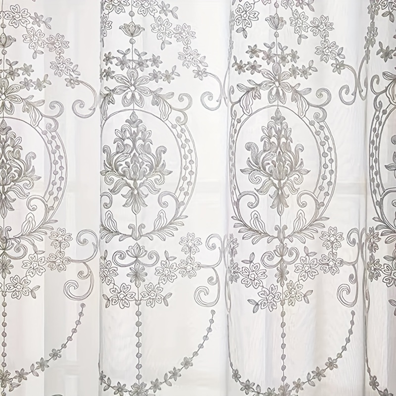 1pc White Embroidered Sheer Cu - Curtain Sheer Voile review and price