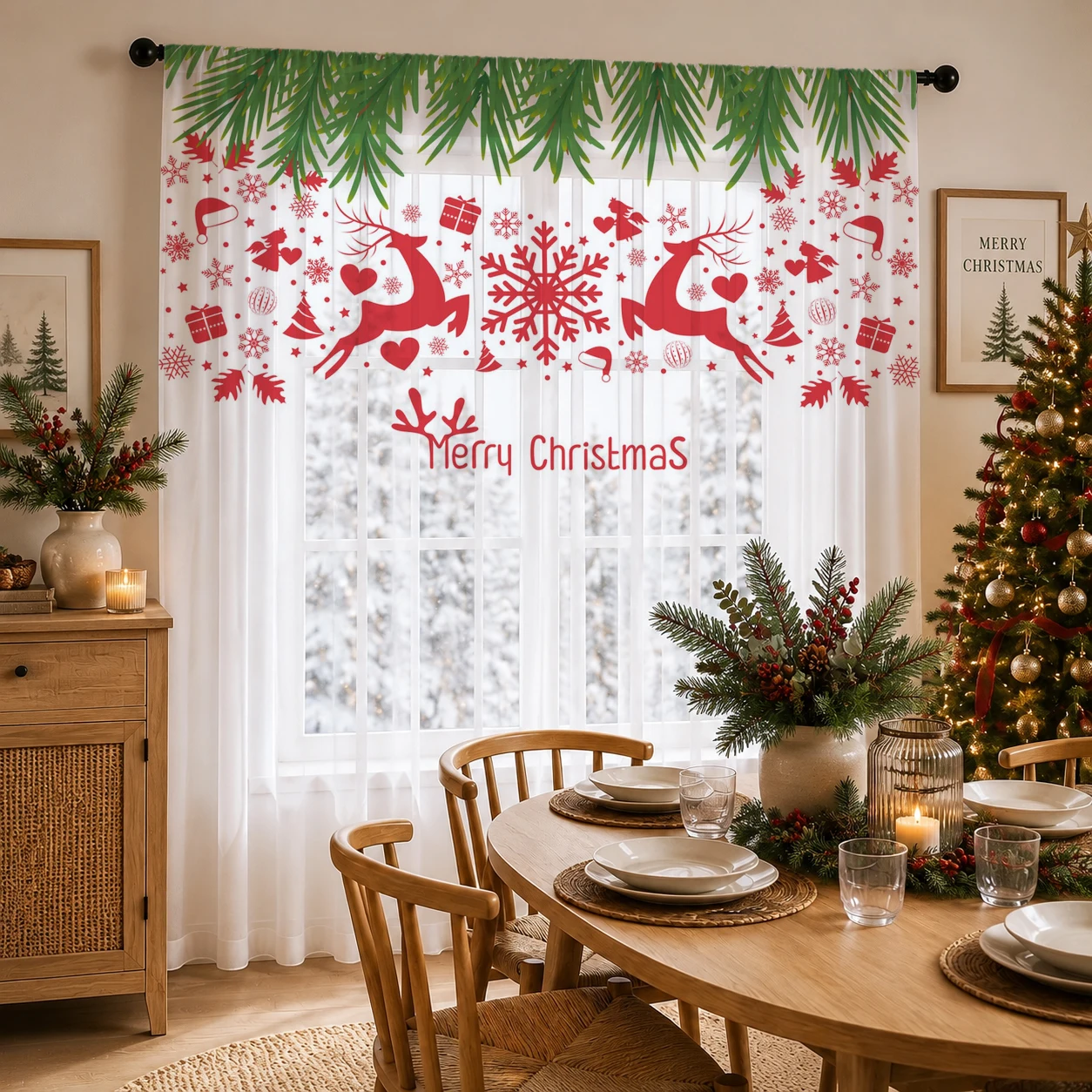 Christmas Gradient Sheer Curta - Curtain Sheer Voile review and price