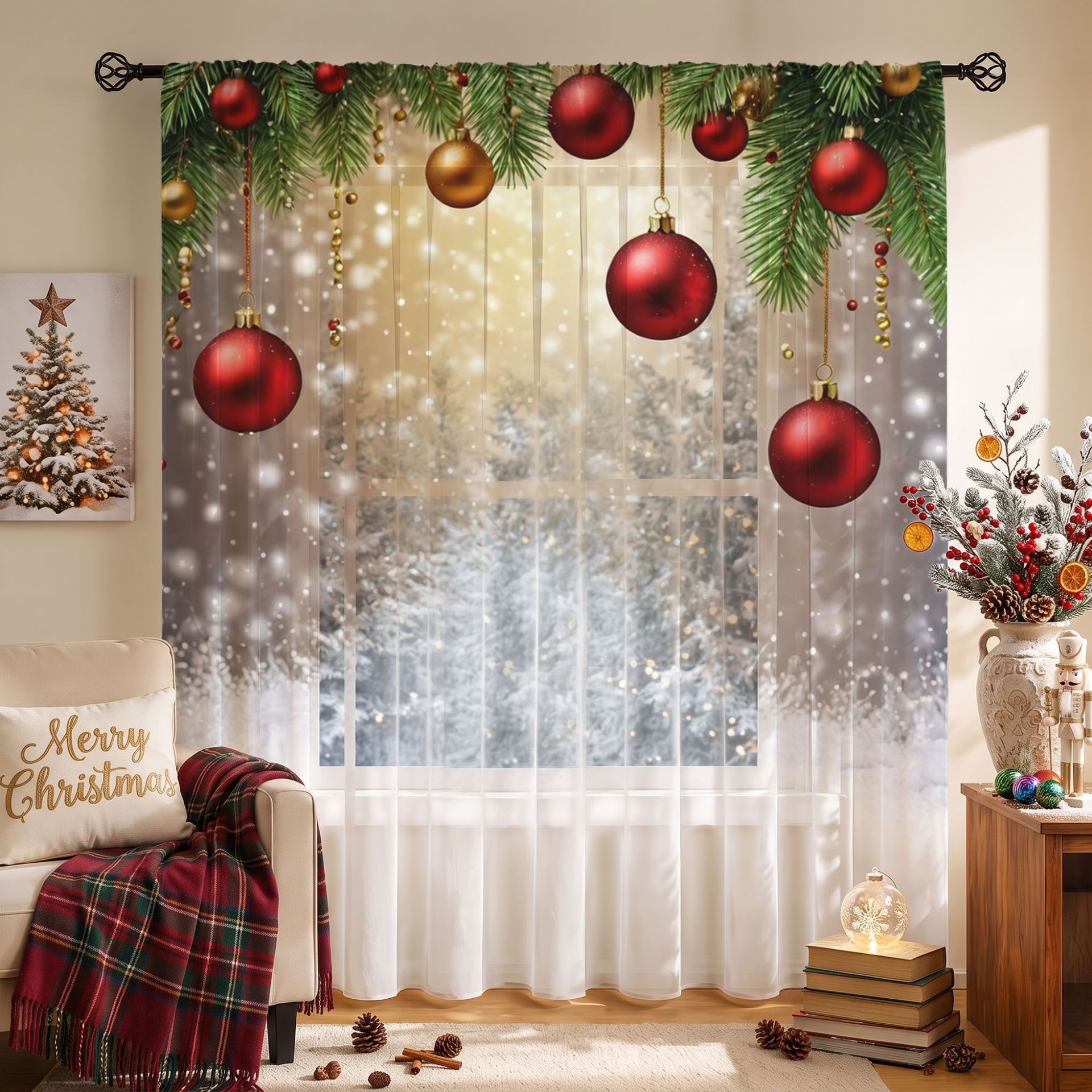 Christmas Digital Printed Shee - Curtain Sheer Voile review and price