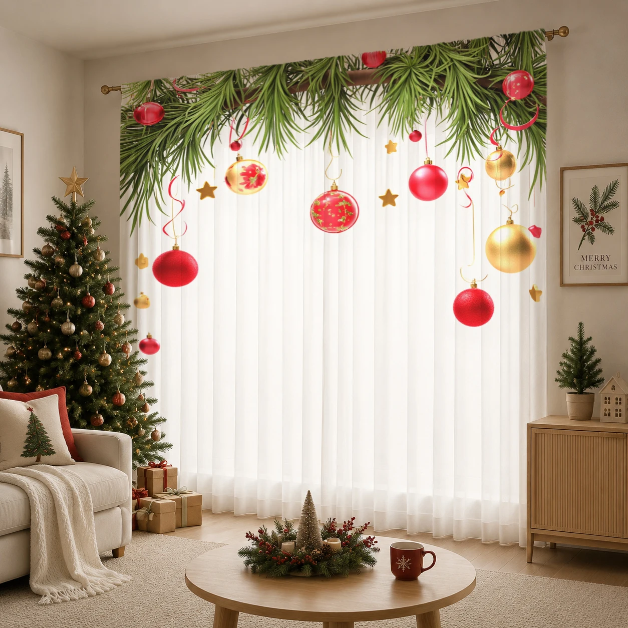 Christmas Gradient Sheer Curta - Curtain Sheer Voile review and price