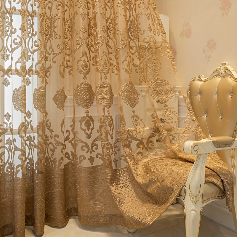 1pc Khaki 3D Embossed Sheer Cu - Curtain Sheer Voile review and price
