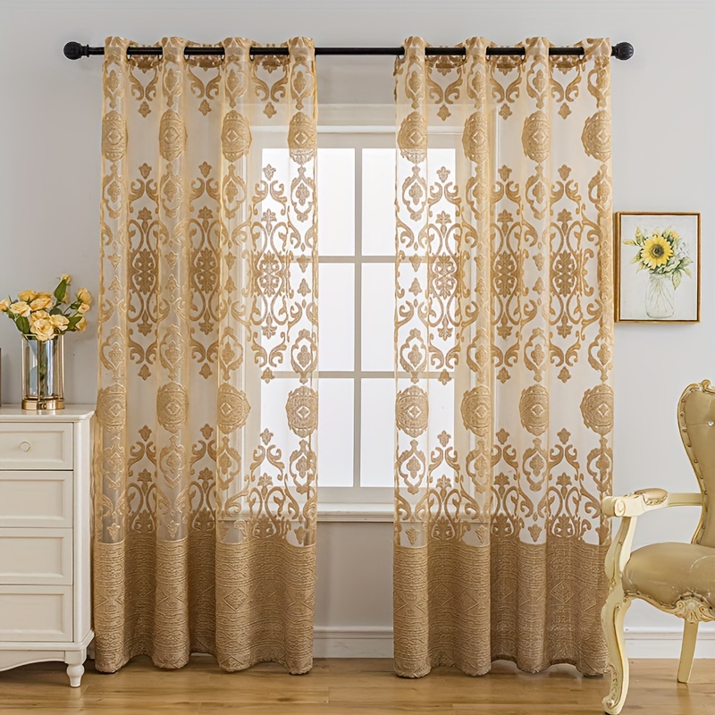 1pc Khaki 3D Embossed Sheer Cu - Curtain Sheer Voile review and price