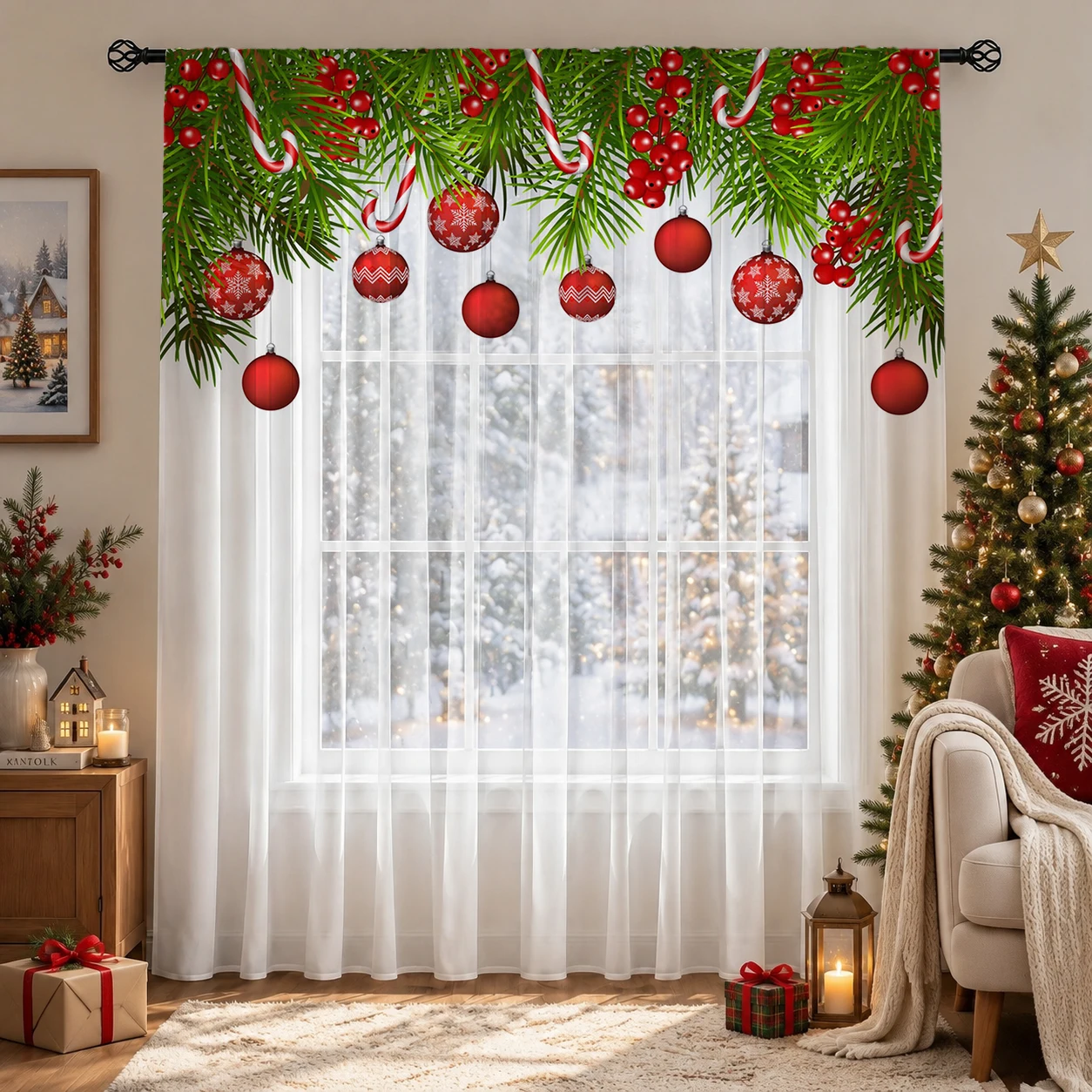 Christmas Gradient Sheer Curta - Curtain Sheer Voile review and price