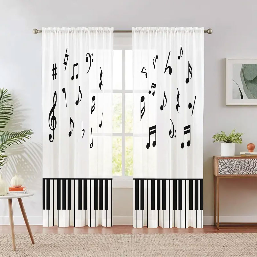 2PCS Digital Print Sheer Curta - Curtain Sheer Voile review and price