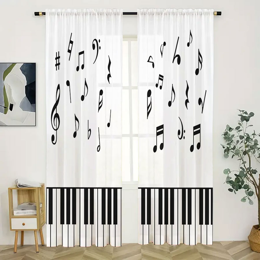 2PCS Digital Print Sheer Curta - Curtain Sheer Voile review and price